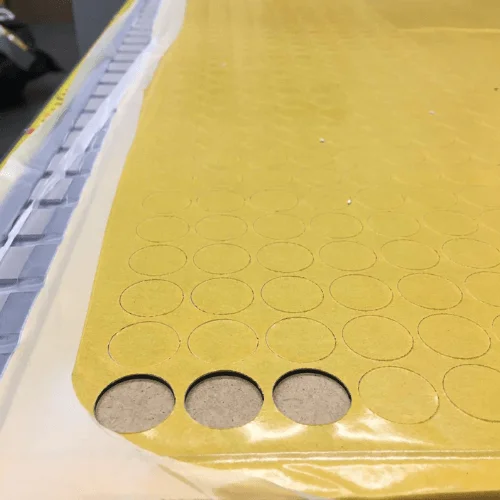 CNC cutting of self-adhesive rubber sheets