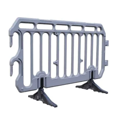 Gray plastic road barrier