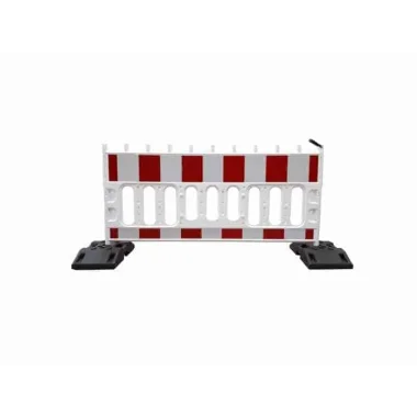 White plastic road barrier