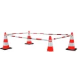White and red road barrier