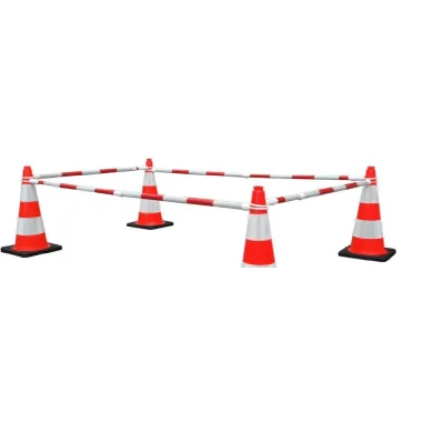 White and red road barrier