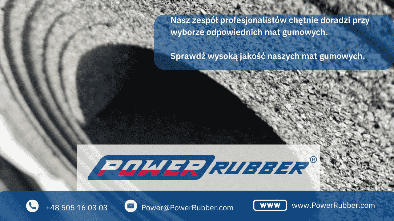 Rubber mat made of granules in a roll